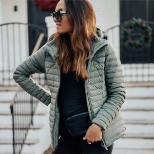 Down Jacket Puffer GREY SAGE Size 6 NWT Packable Winter TRAVEL